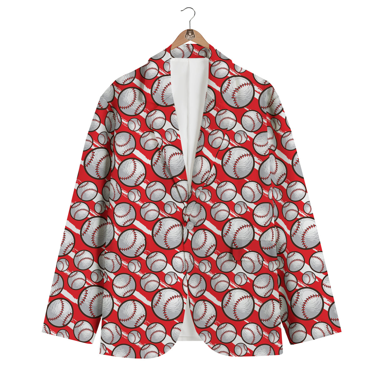 Pattern Print Softball Men's Blazer-grizzshop