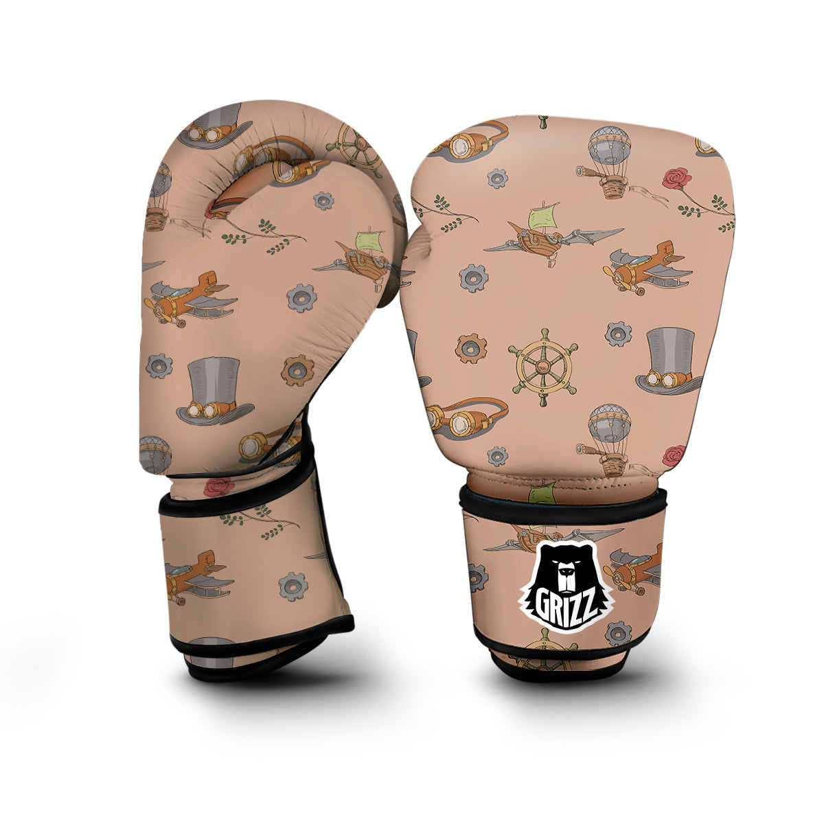 Pattern Print Steampunk Boxing Gloves-grizzshop