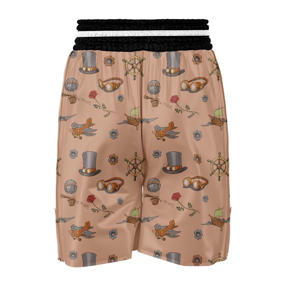 Pattern Print Steampunk Boxing Shorts-grizzshop