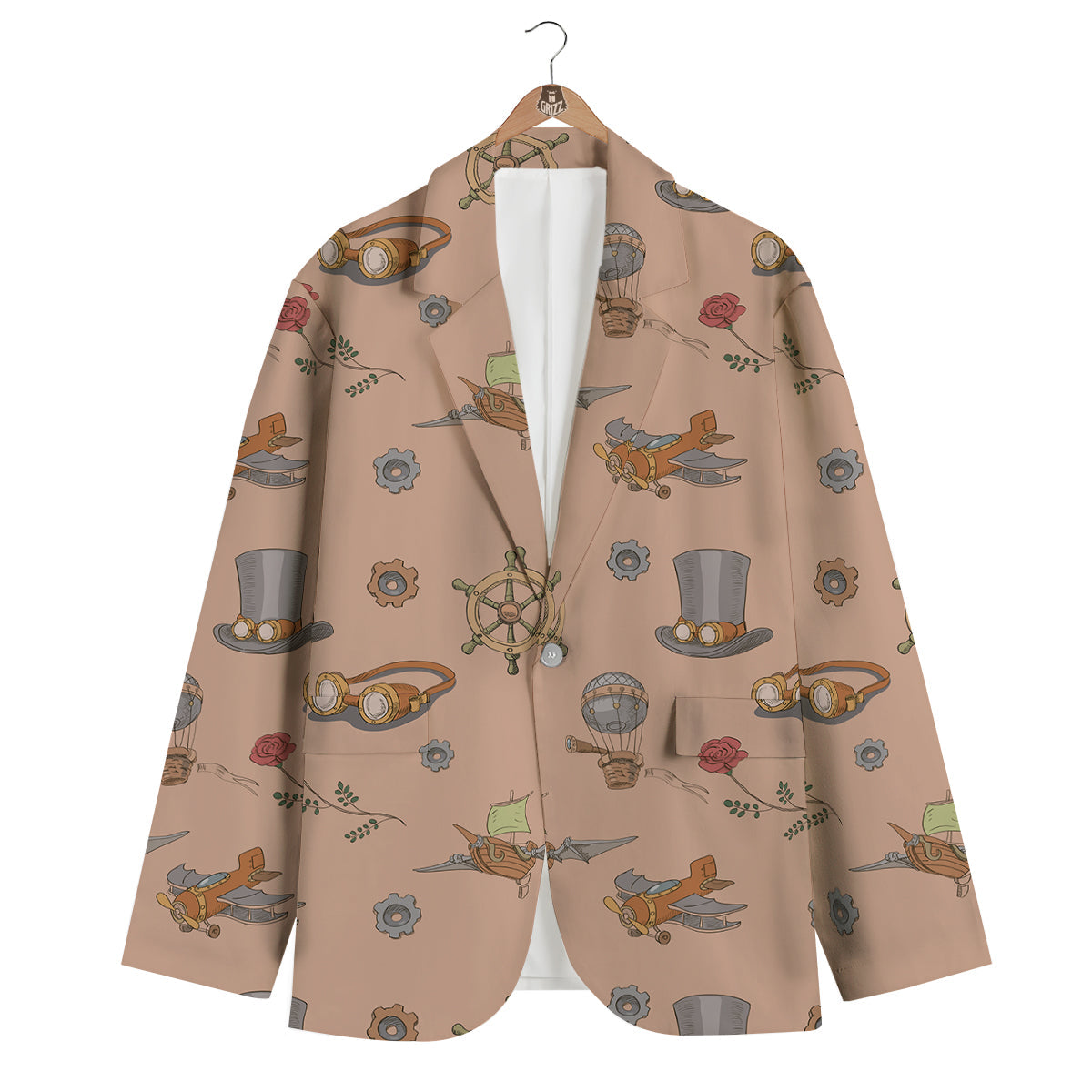Pattern Print Steampunk Men's Blazer-grizzshop