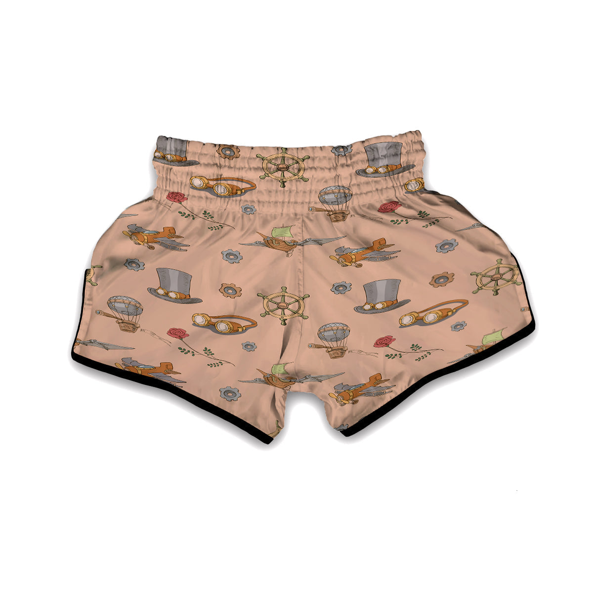Pattern Print Steampunk Muay Thai Boxing Shorts-grizzshop