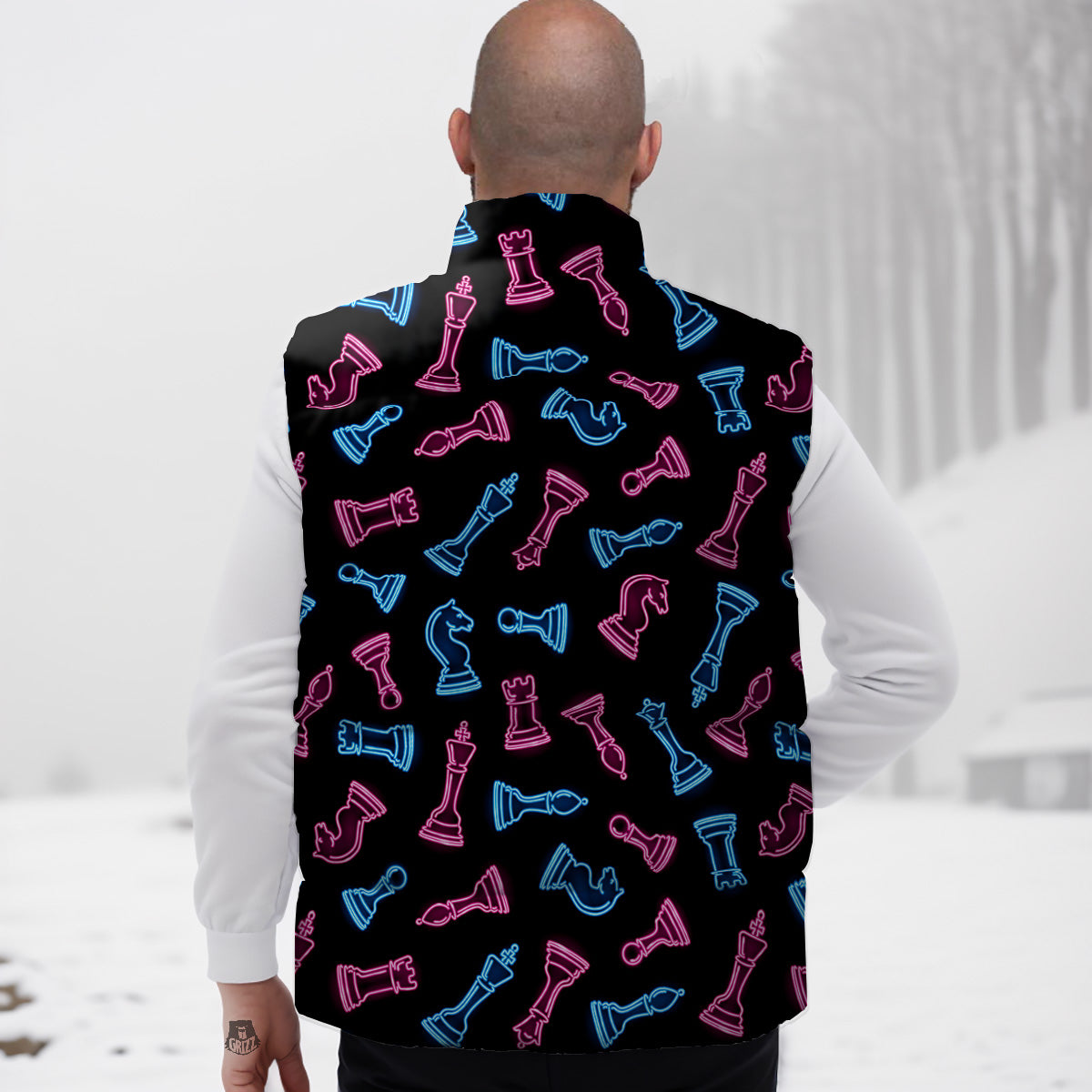 Pattern Print Strawberry Down Vest-grizzshop