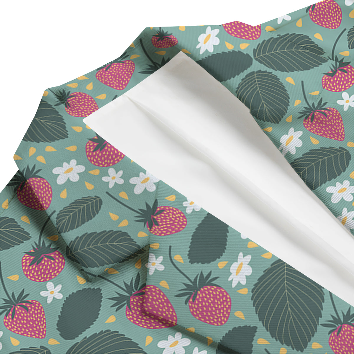 Pattern Print Strawberry Men's Blazer-grizzshop