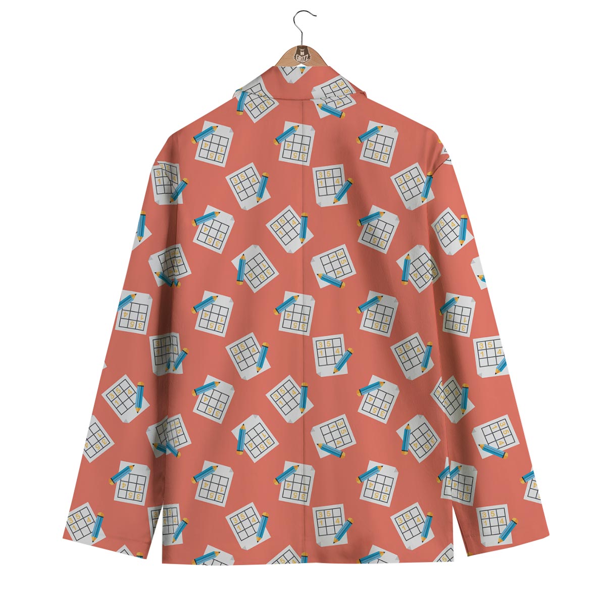 Pattern Print Sudoku Men's Blazer-grizzshop