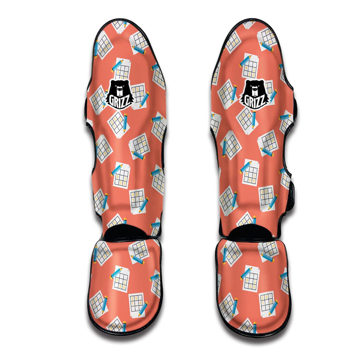 Pattern Print Sudoku Muay Thai Shin Guards-grizzshop