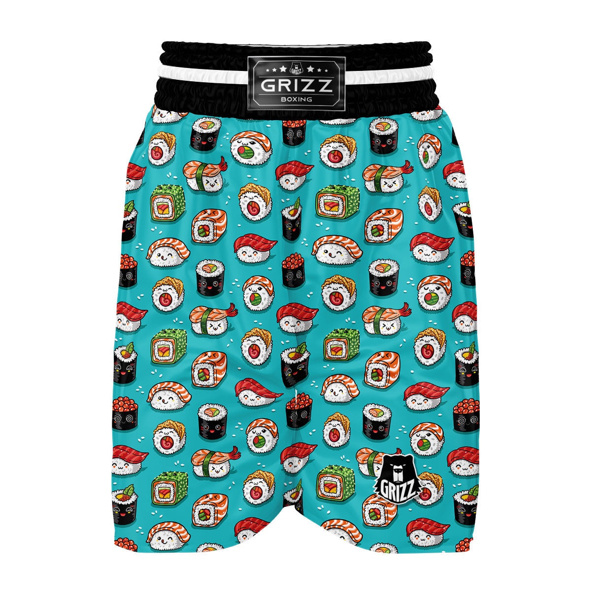 Pattern Print Sushi Boxing Shorts-grizzshop