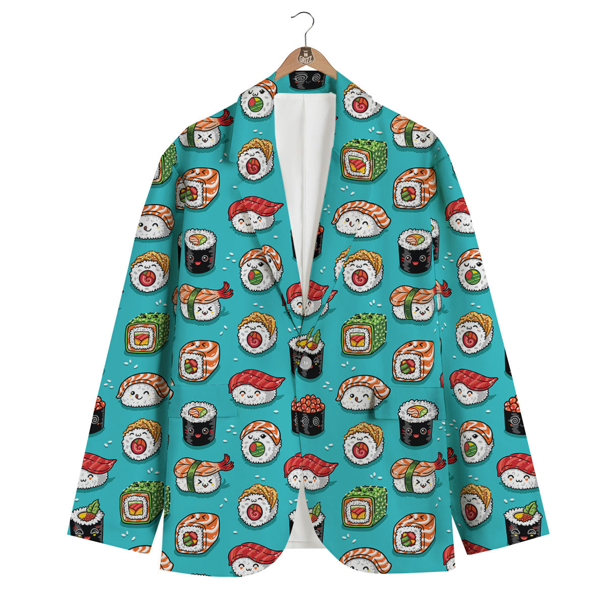 Pattern Print Sushi Men's Blazer-grizzshop