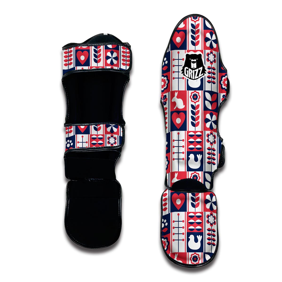 Pattern Print Swedish Muay Thai Shin Guards-grizzshop