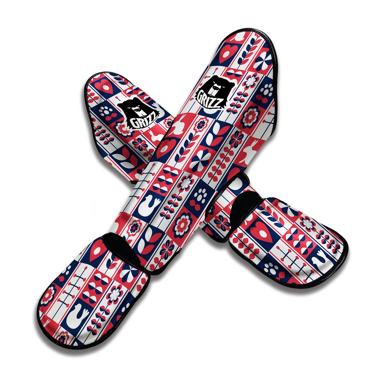 Pattern Print Swedish Muay Thai Shin Guards-grizzshop