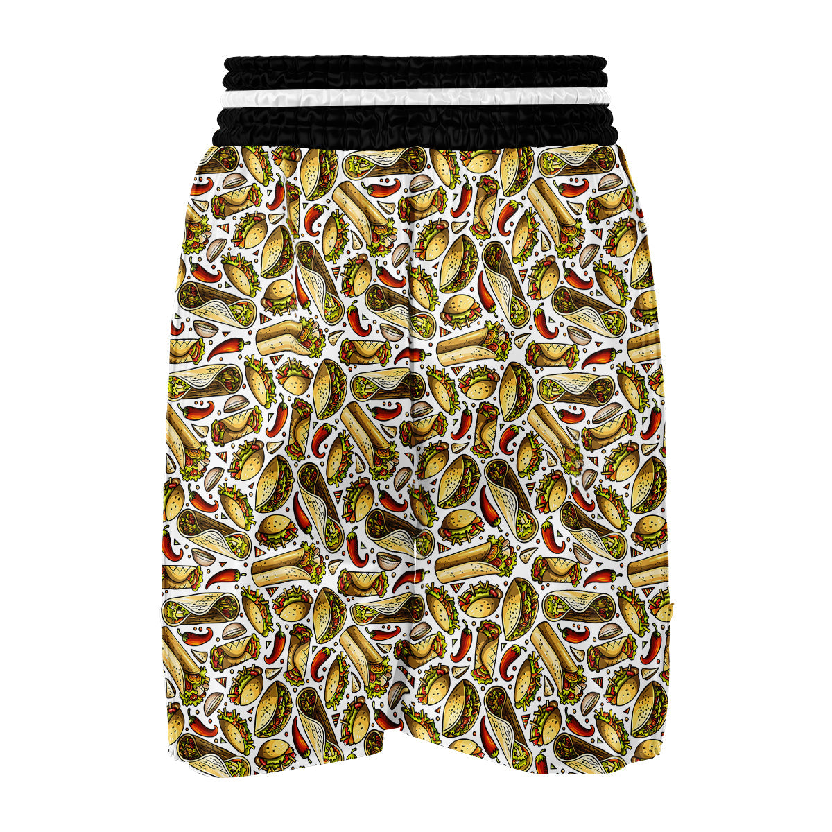 Pattern Print Taco Boxing Shorts-grizzshop