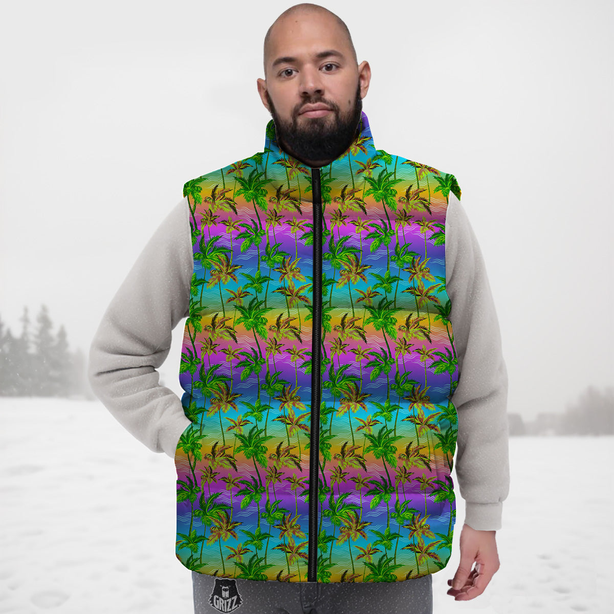 Pattern Print Teacher Down Vest-grizzshop