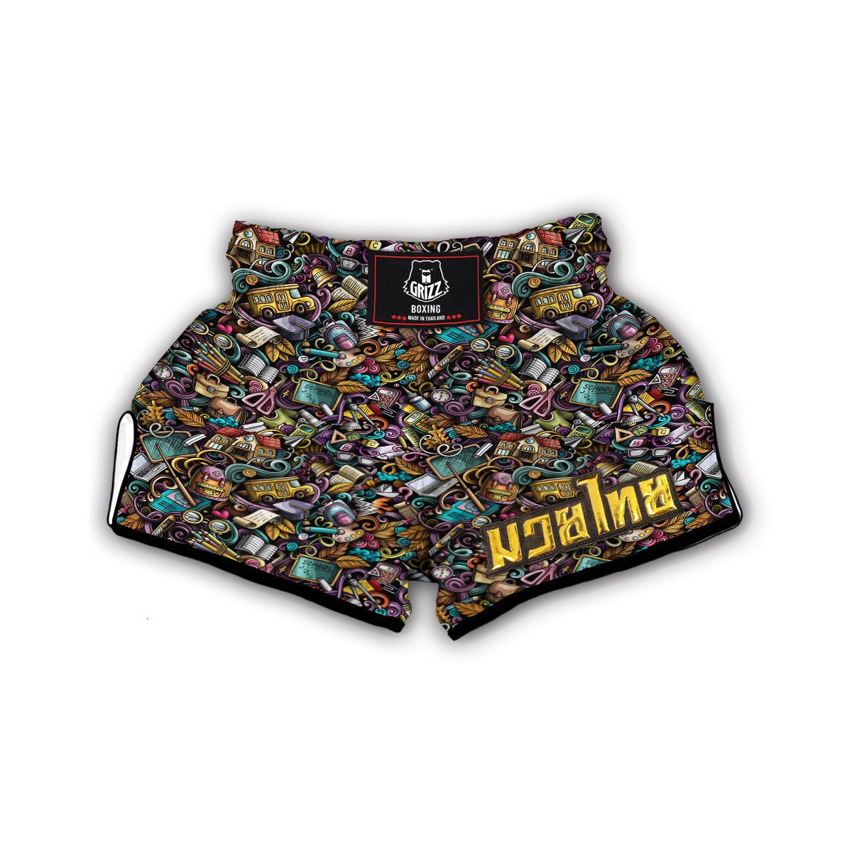 Pattern Print Teacher Muay Thai Boxing Shorts-grizzshop