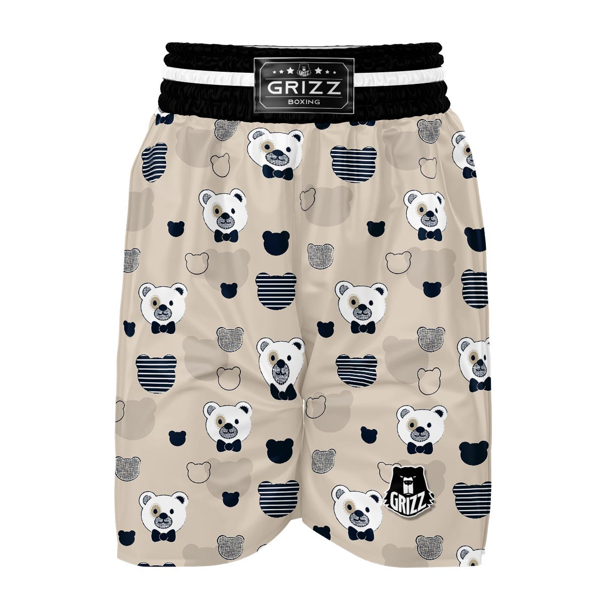 Pattern Print Teddy Bear Boxing Shorts-grizzshop