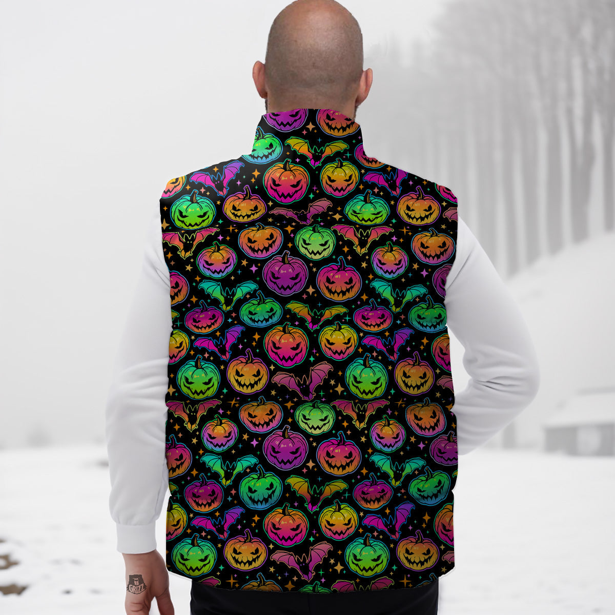 Pattern Print Teddy Bear Down Vest