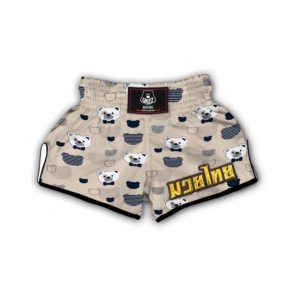 Pattern Print Teddy Bear Muay Thai Boxing Shorts-grizzshop