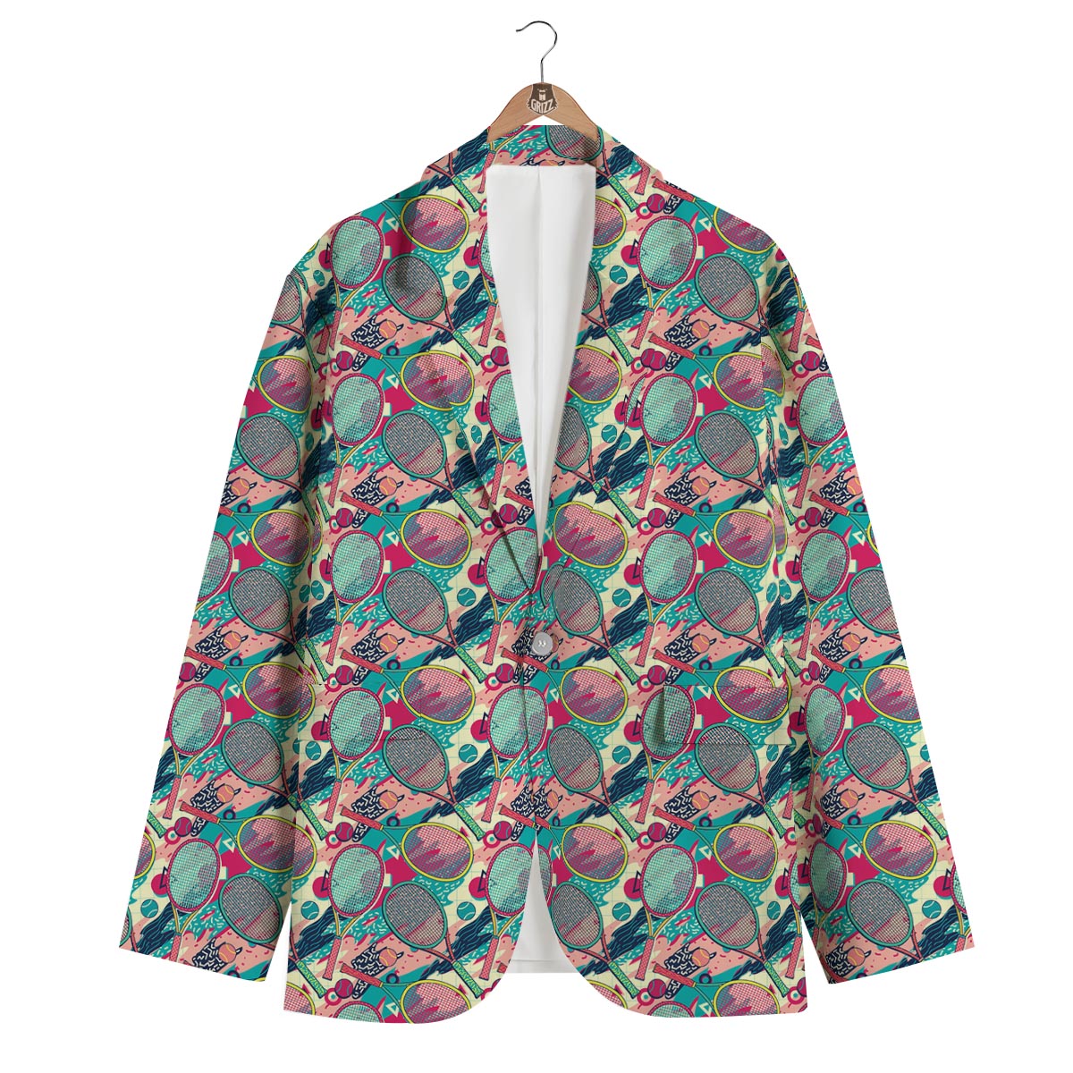 Pattern Print Tennis Men's Blazer-grizzshop