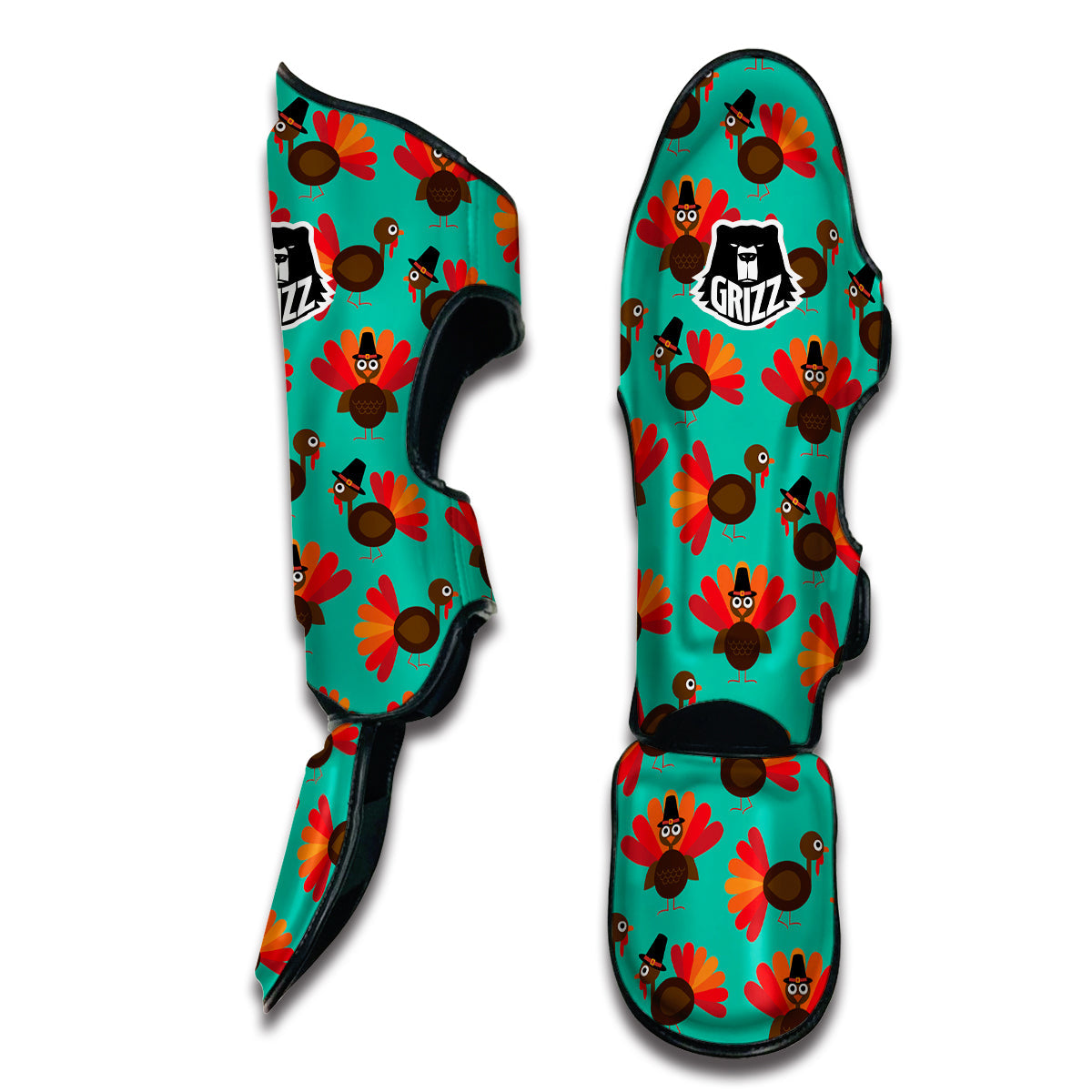 Pattern Print Thankgiving Turkey Muay Thai Shin Guards-grizzshop