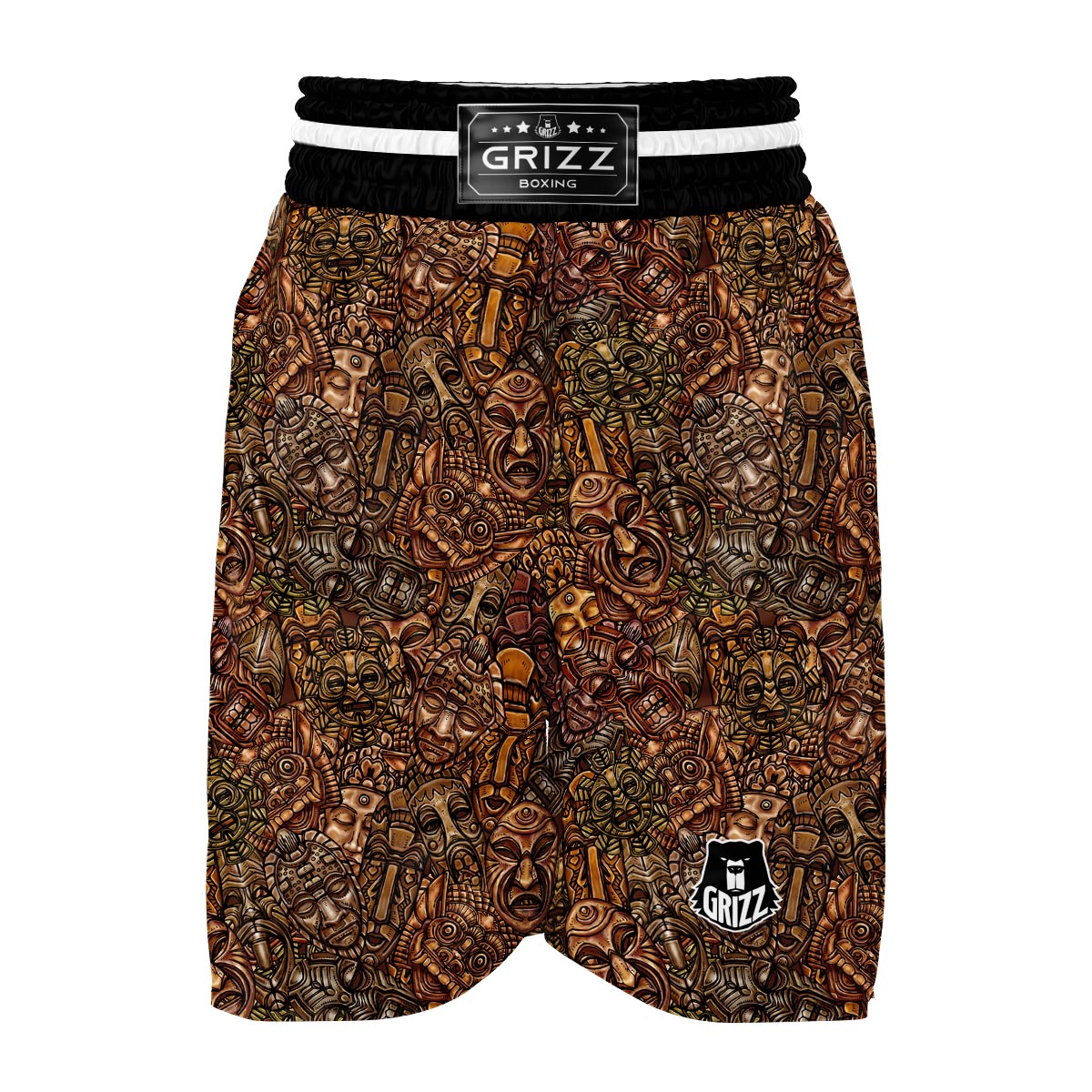 Pattern Print Totem Boxing Shorts-grizzshop