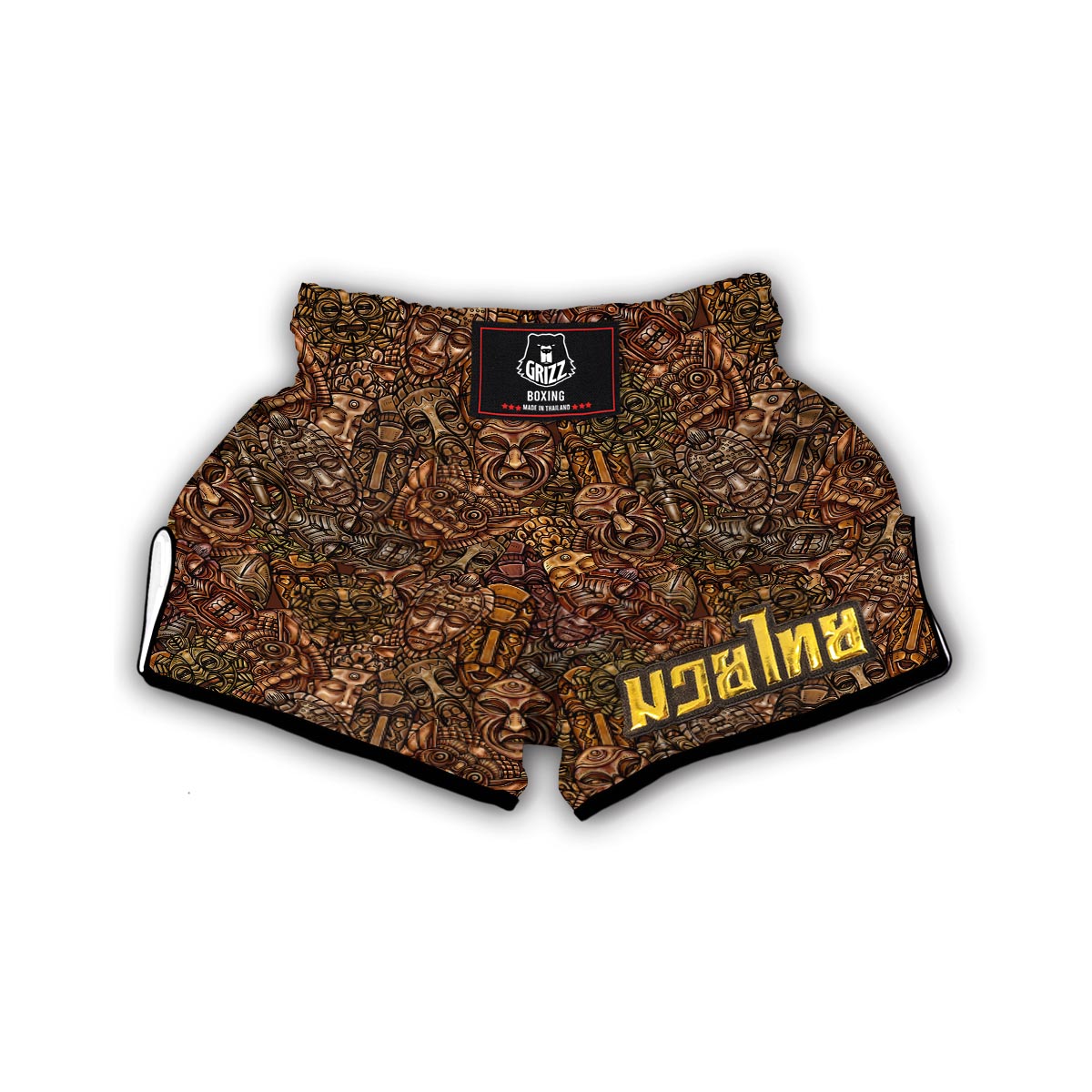 Pattern Print Totem Muay Thai Boxing Shorts-grizzshop