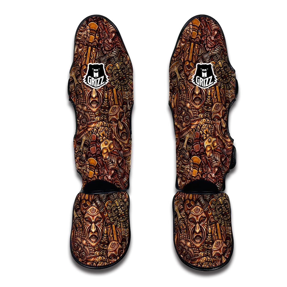 Pattern Print Totem Muay Thai Shin Guards-grizzshop