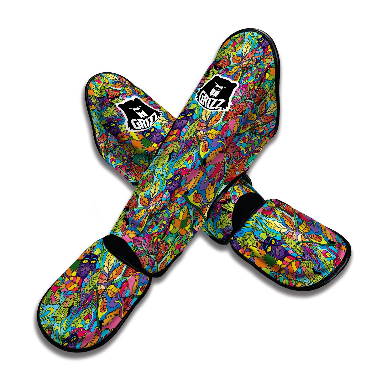 Pattern Print Trippy Muay Thai Shin Guards-grizzshop