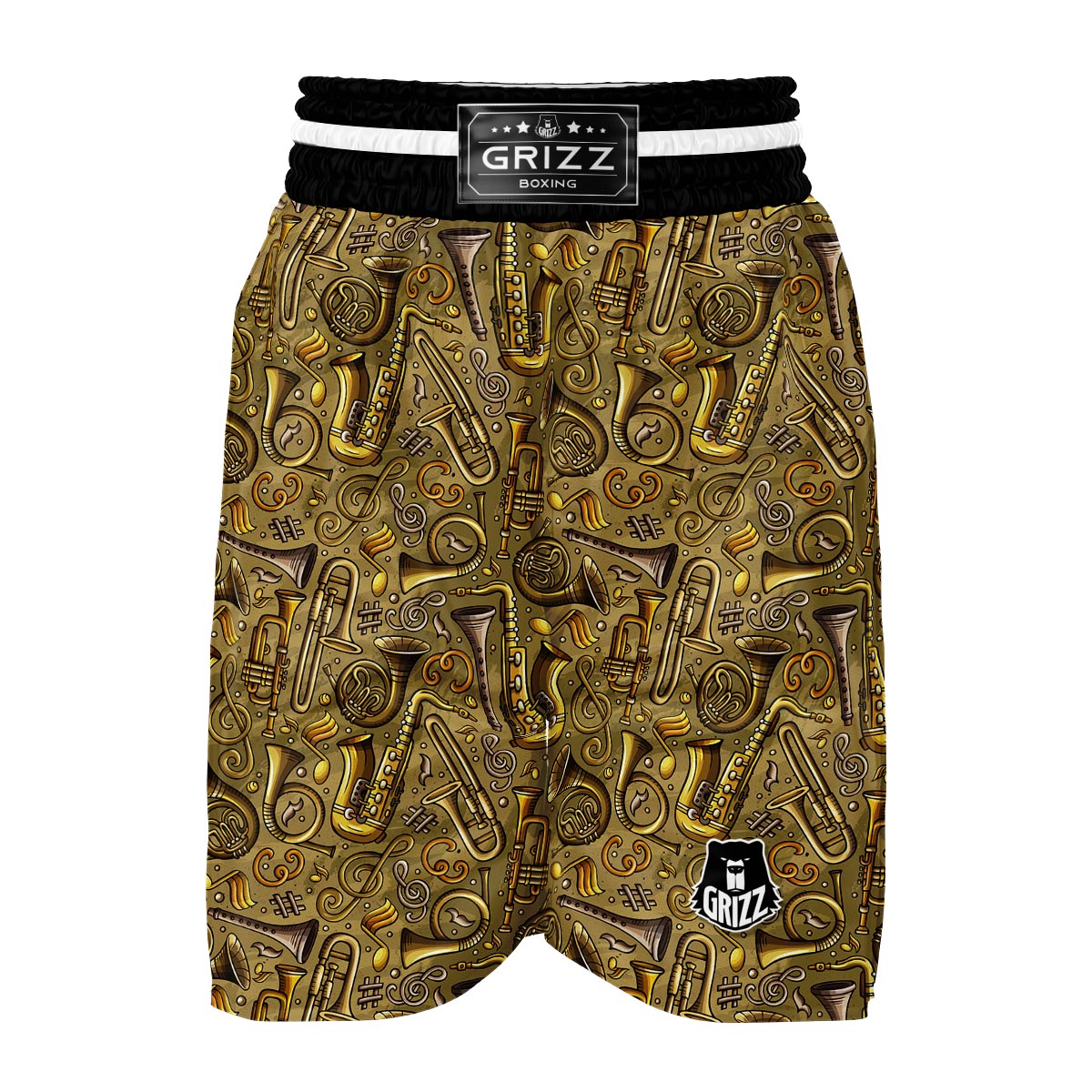 Pattern Print Trumpet Boxing Shorts-grizzshop