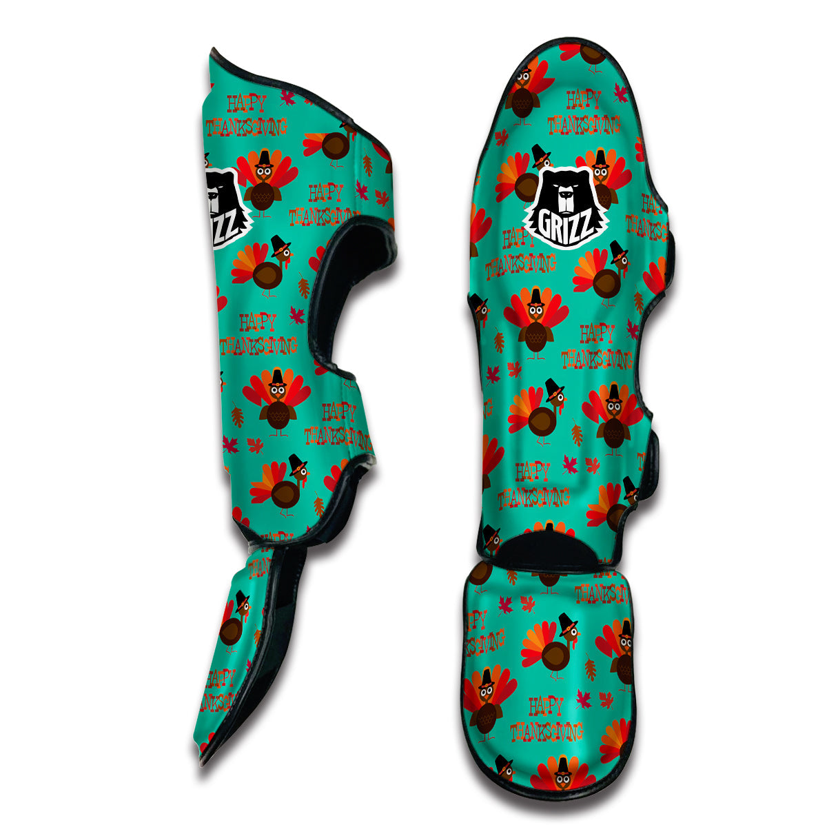 Pattern Print Turkey Thankgiving Muay Thai Shin Guards-grizzshop