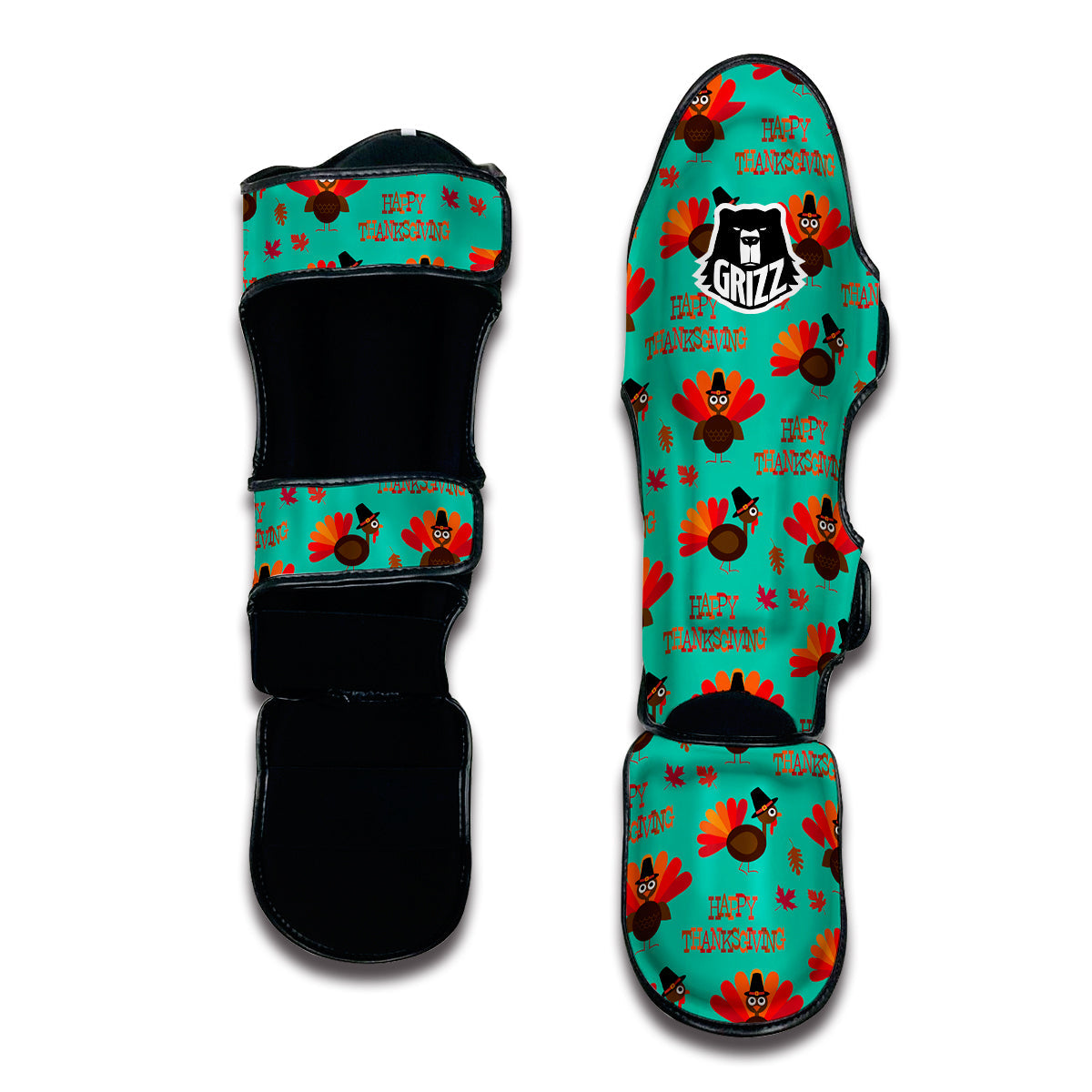 Pattern Print Turkey Thankgiving Muay Thai Shin Guards-grizzshop