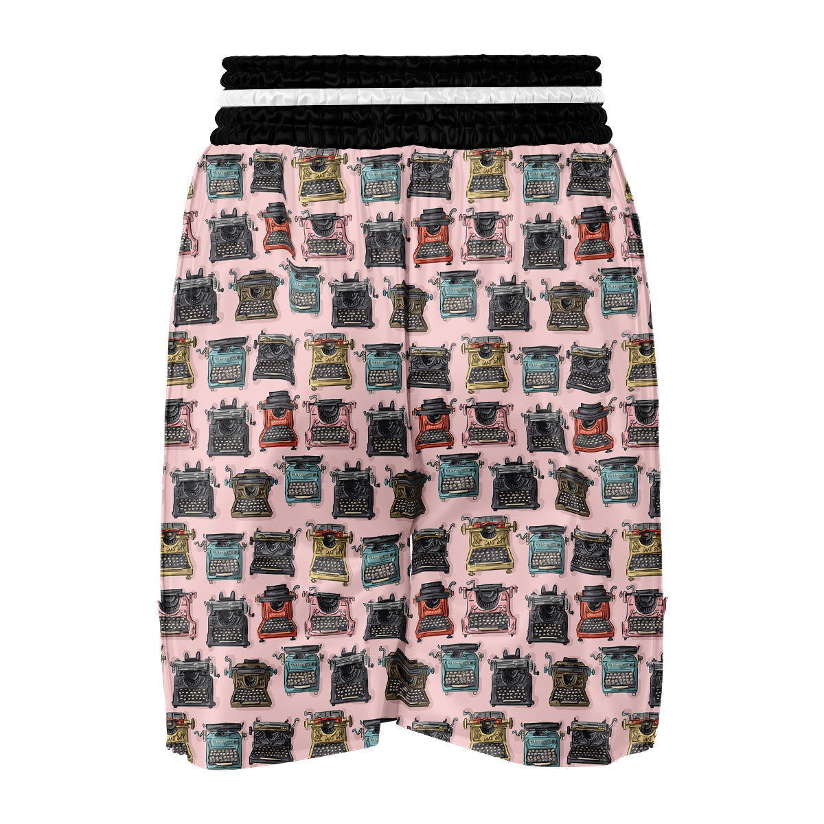 Pattern Print Typewriter Boxing Shorts-grizzshop