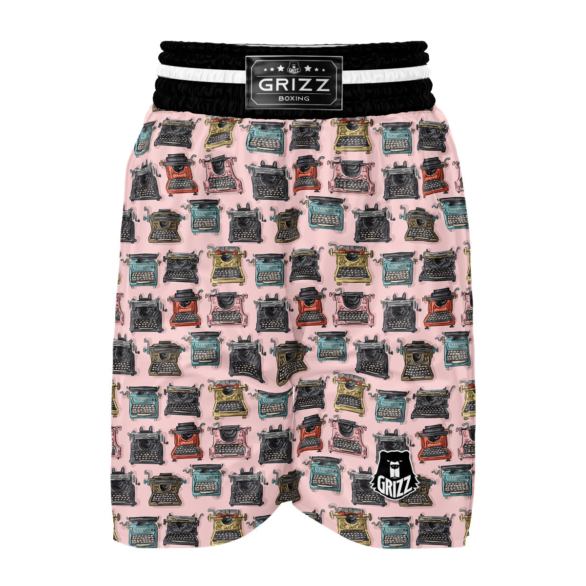 Pattern Print Typewriter Boxing Shorts-grizzshop