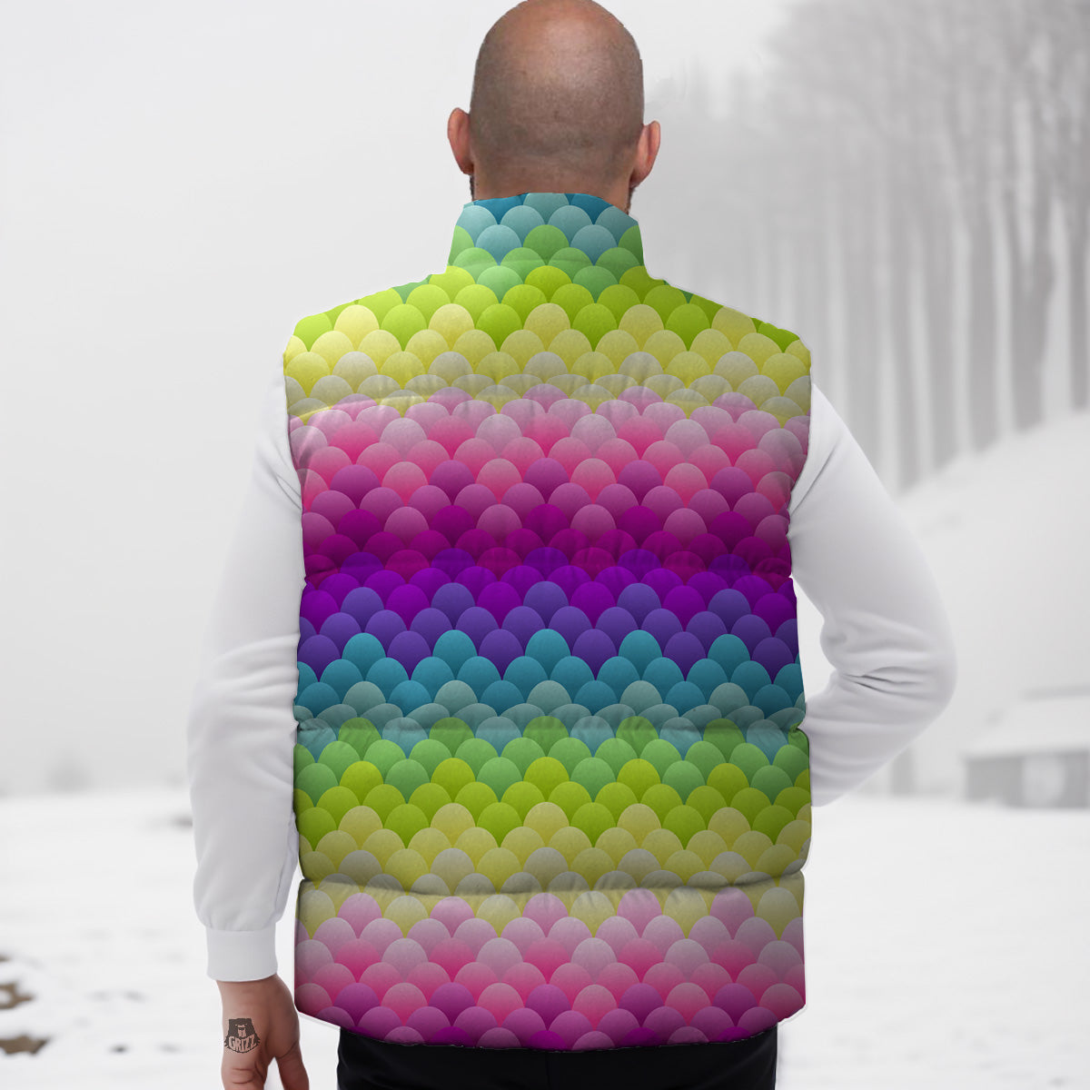Pattern Print Typewriter Down Vest-grizzshop
