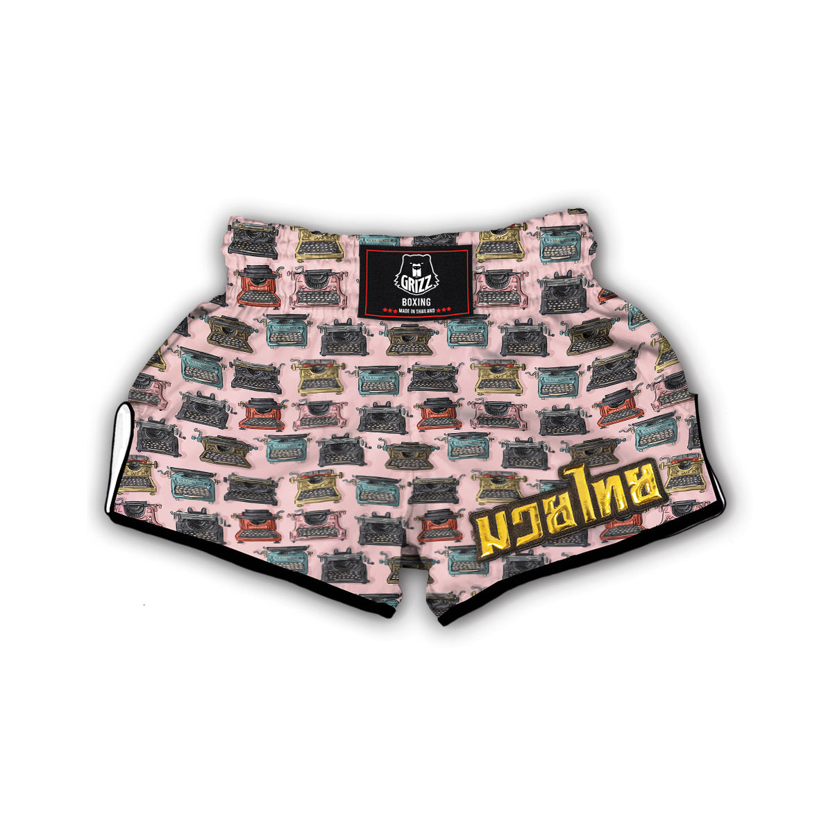 Pattern Print Typewriter Muay Thai Boxing Shorts-grizzshop