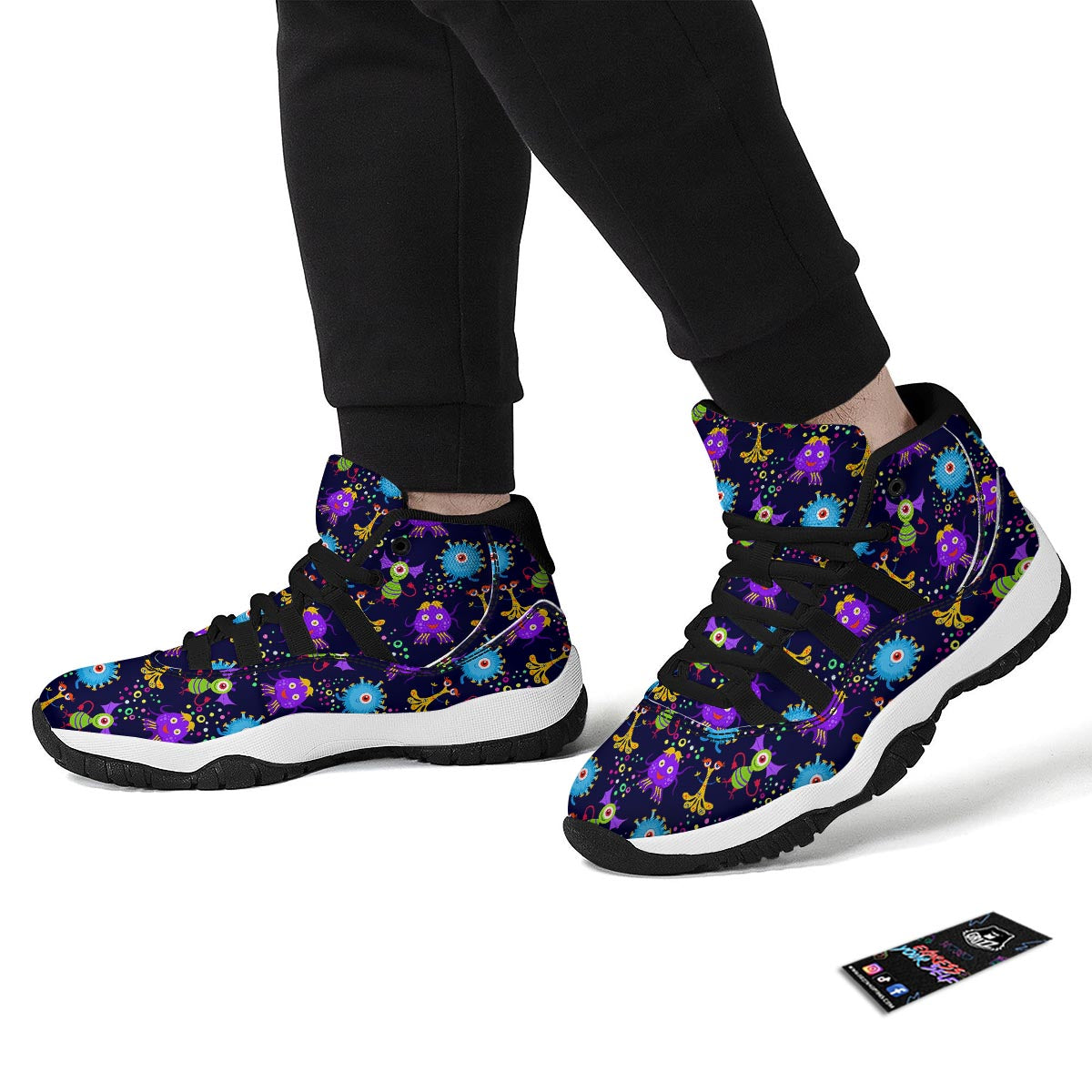 Pattern Print Ufo Alien Black Bball Shoes-grizzshop