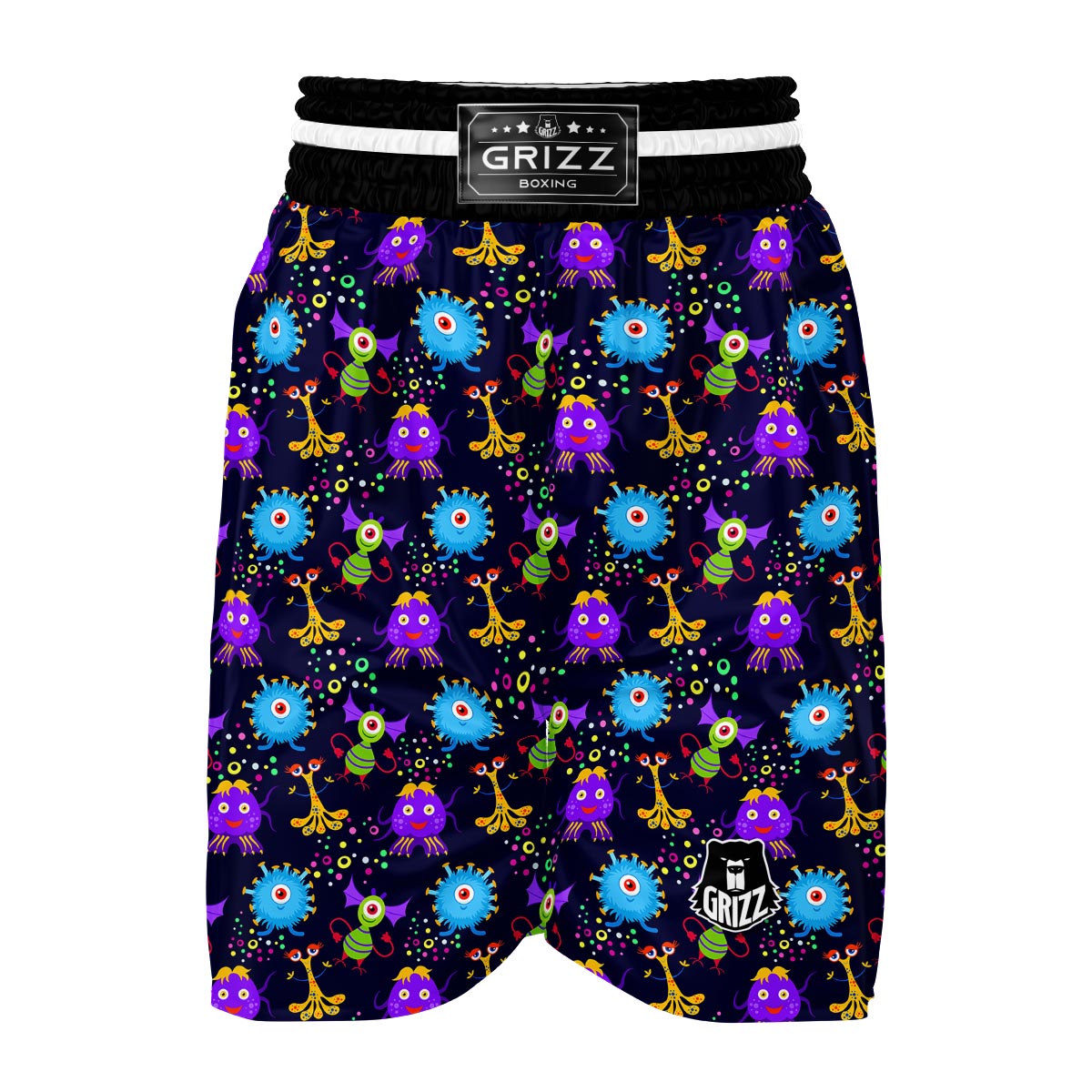 Pattern Print Ufo Alien Boxing Shorts-grizzshop