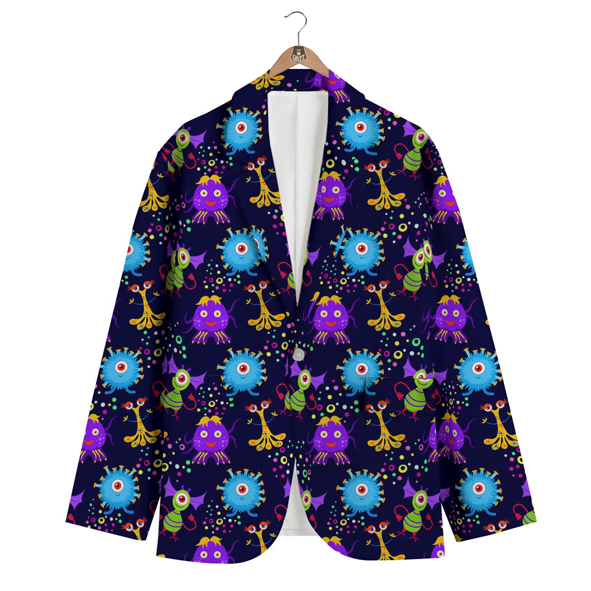 Pattern Print Ufo Alien Men's Blazer-grizzshop