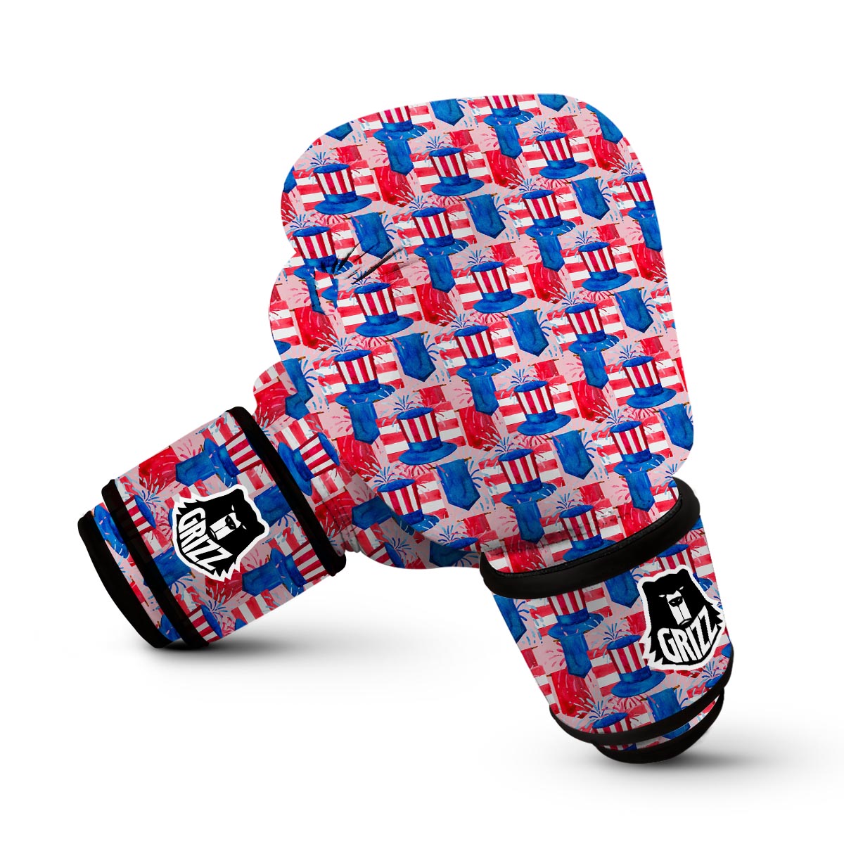 Pattern Print Uncle Sam Boxing Gloves-grizzshop