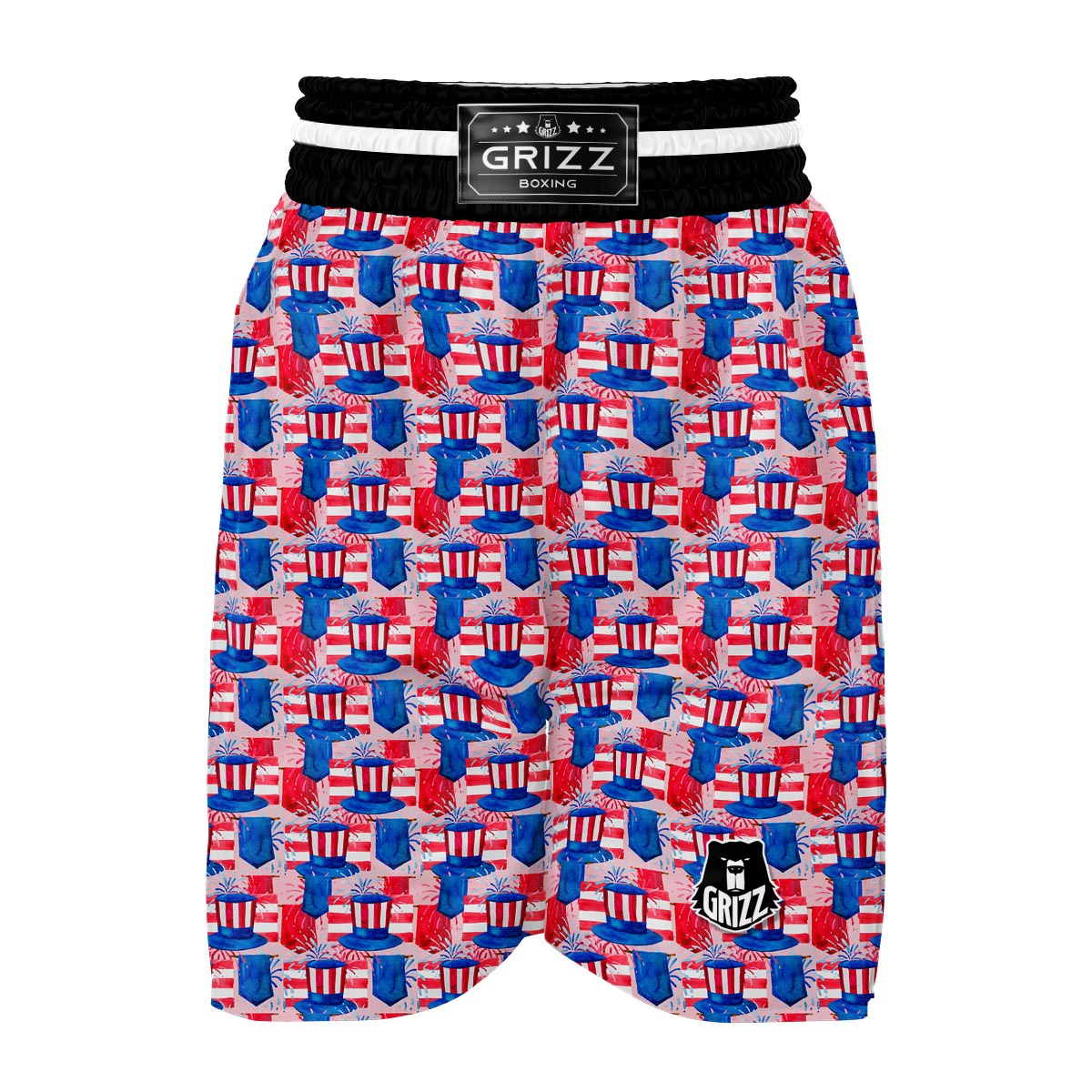 Pattern Print Uncle Sam Boxing Shorts-grizzshop