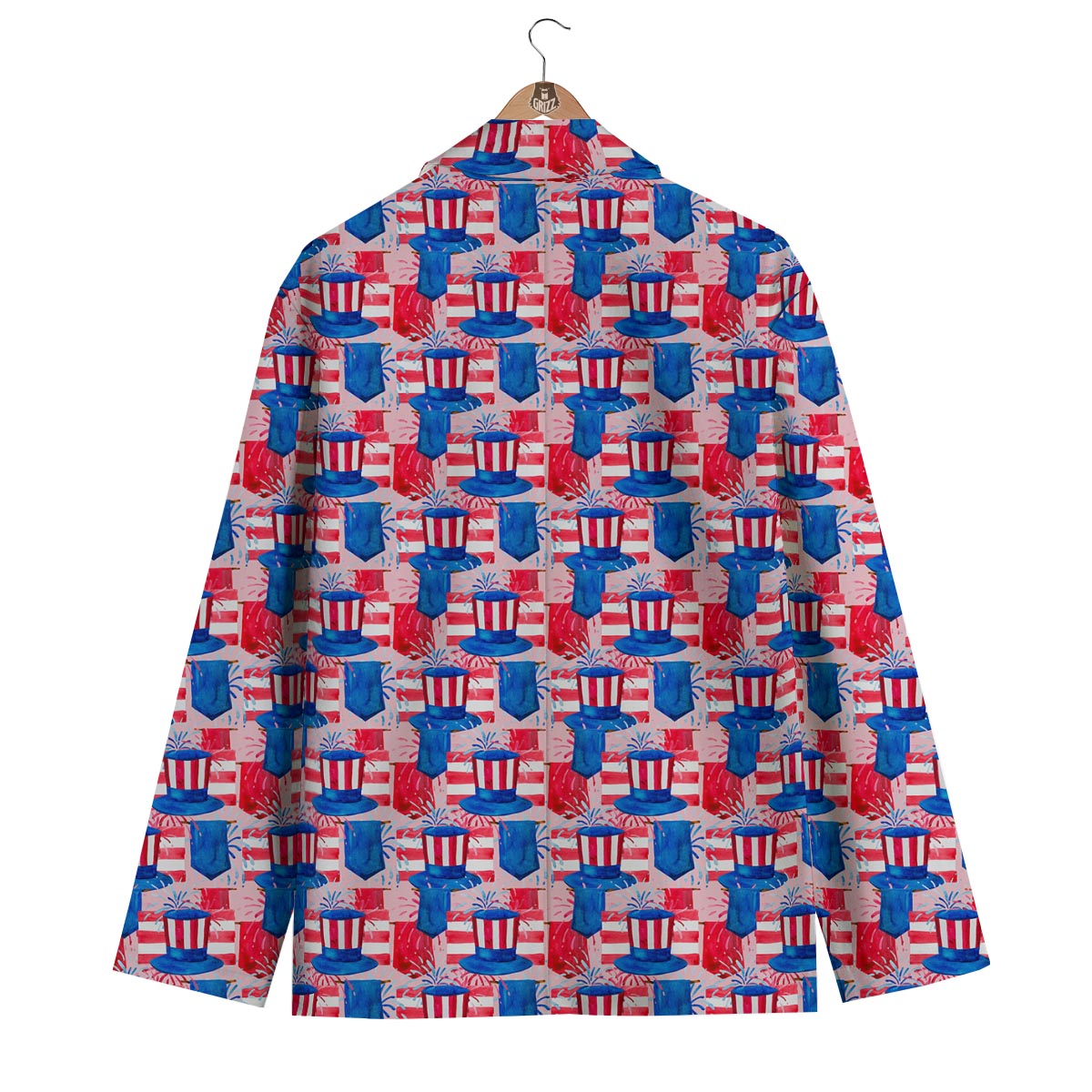 Pattern Print Uncle Sam Men's Blazer-grizzshop