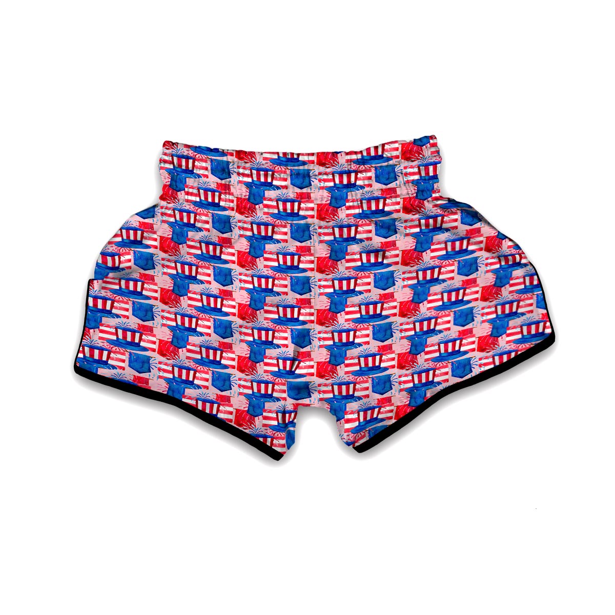 Pattern Print Uncle Sam Muay Thai Boxing Shorts-grizzshop