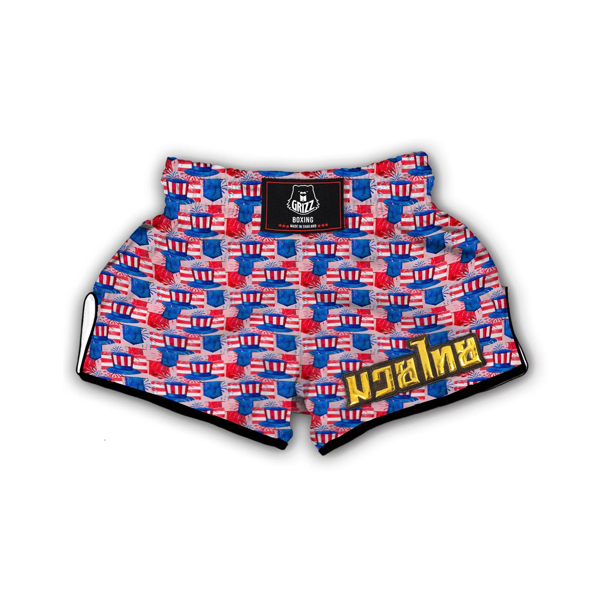 Pattern Print Uncle Sam Muay Thai Boxing Shorts-grizzshop