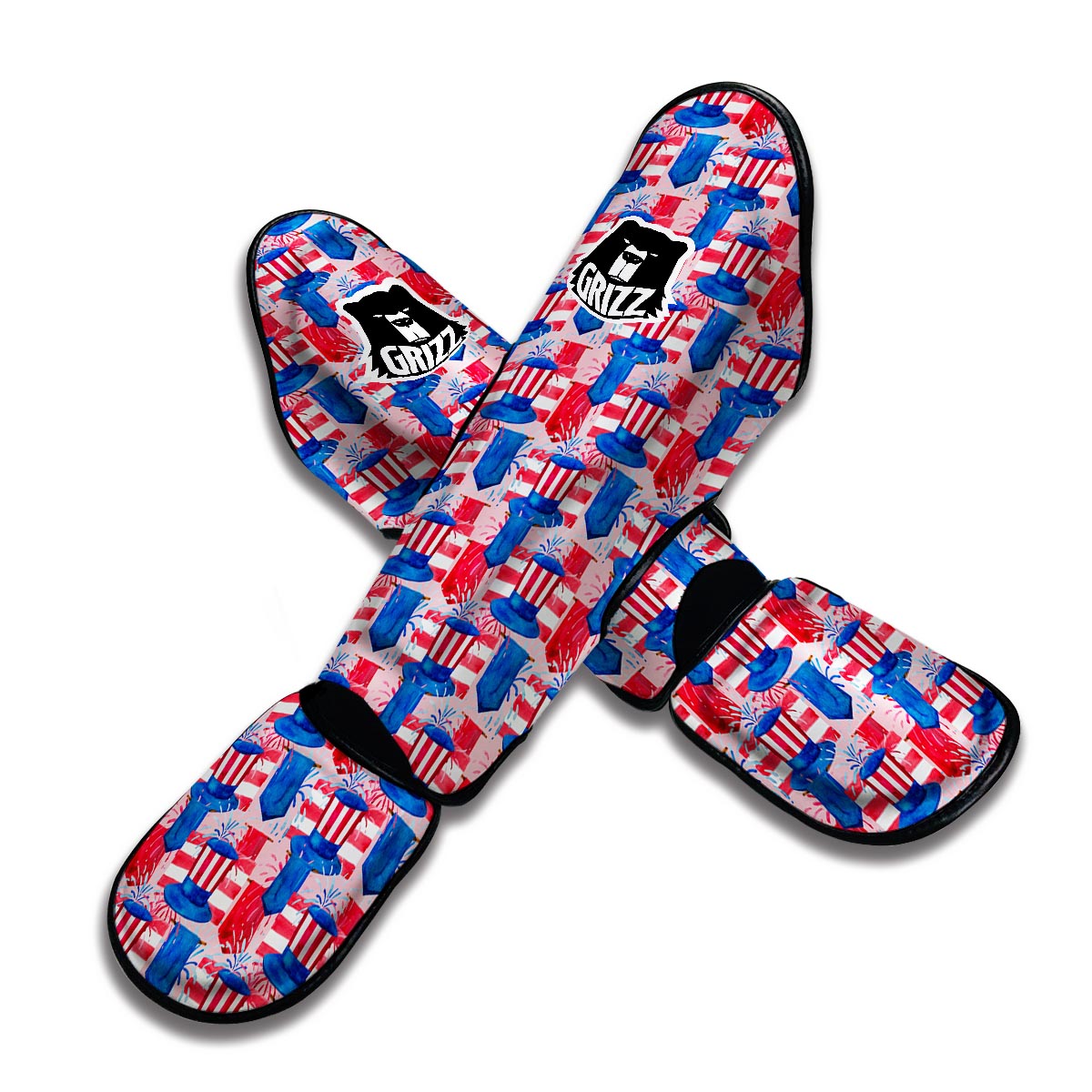 Pattern Print Uncle Sam Muay Thai Shin Guards-grizzshop