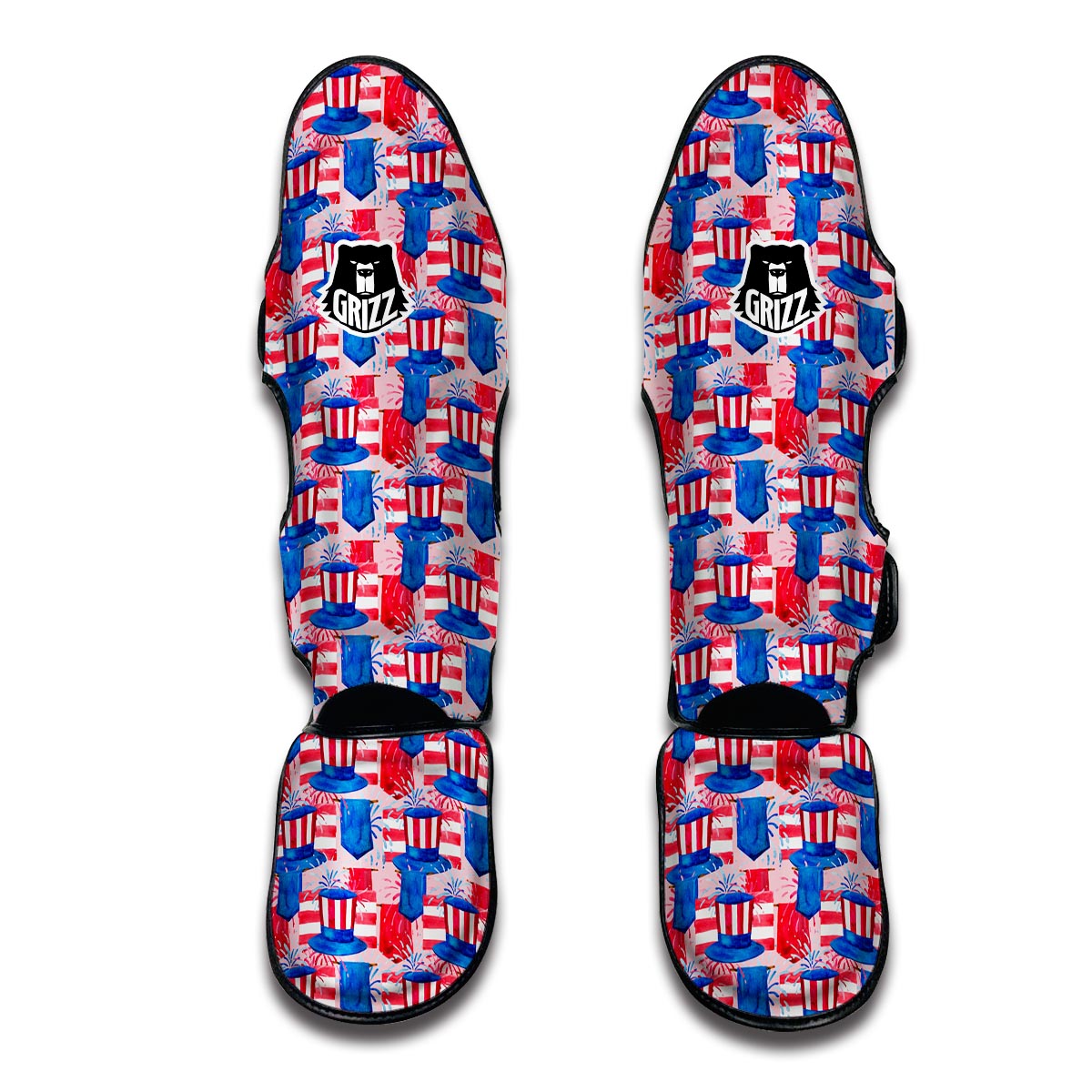 Pattern Print Uncle Sam Muay Thai Shin Guards-grizzshop