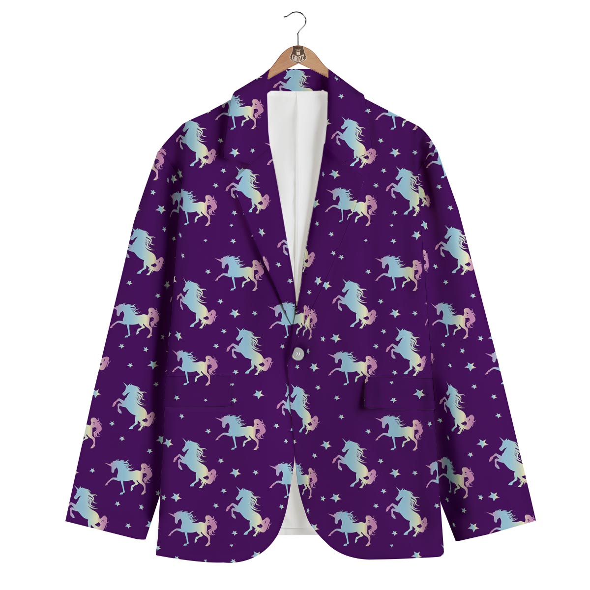 Pattern Print Unicorn Men's Blazer-grizzshop