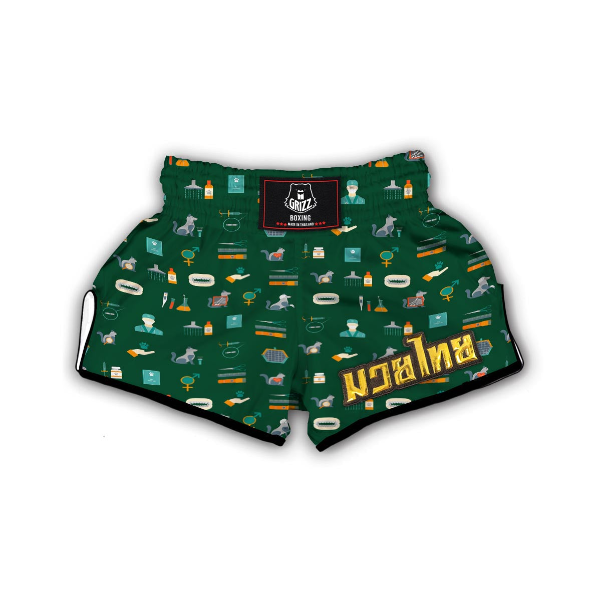 Pattern Print Veterianary Muay Thai Boxing Shorts-grizzshop