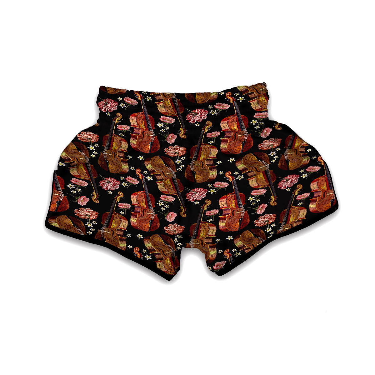 Pattern Print Violin Muay Thai Boxing Shorts-grizzshop