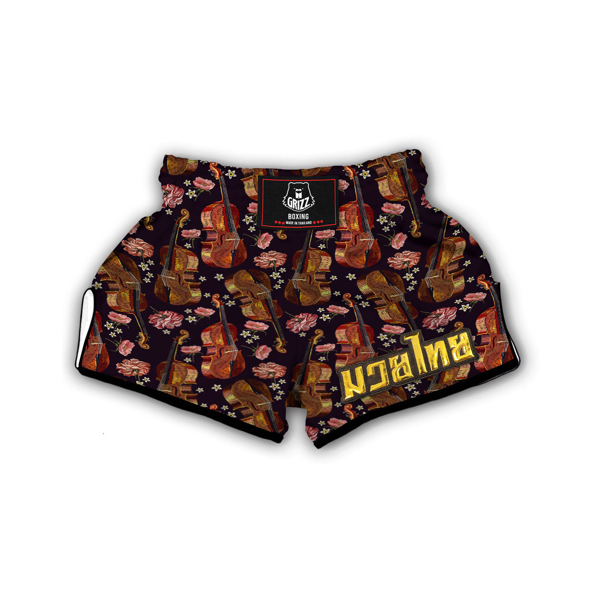 Pattern Print Violin Muay Thai Boxing Shorts-grizzshop