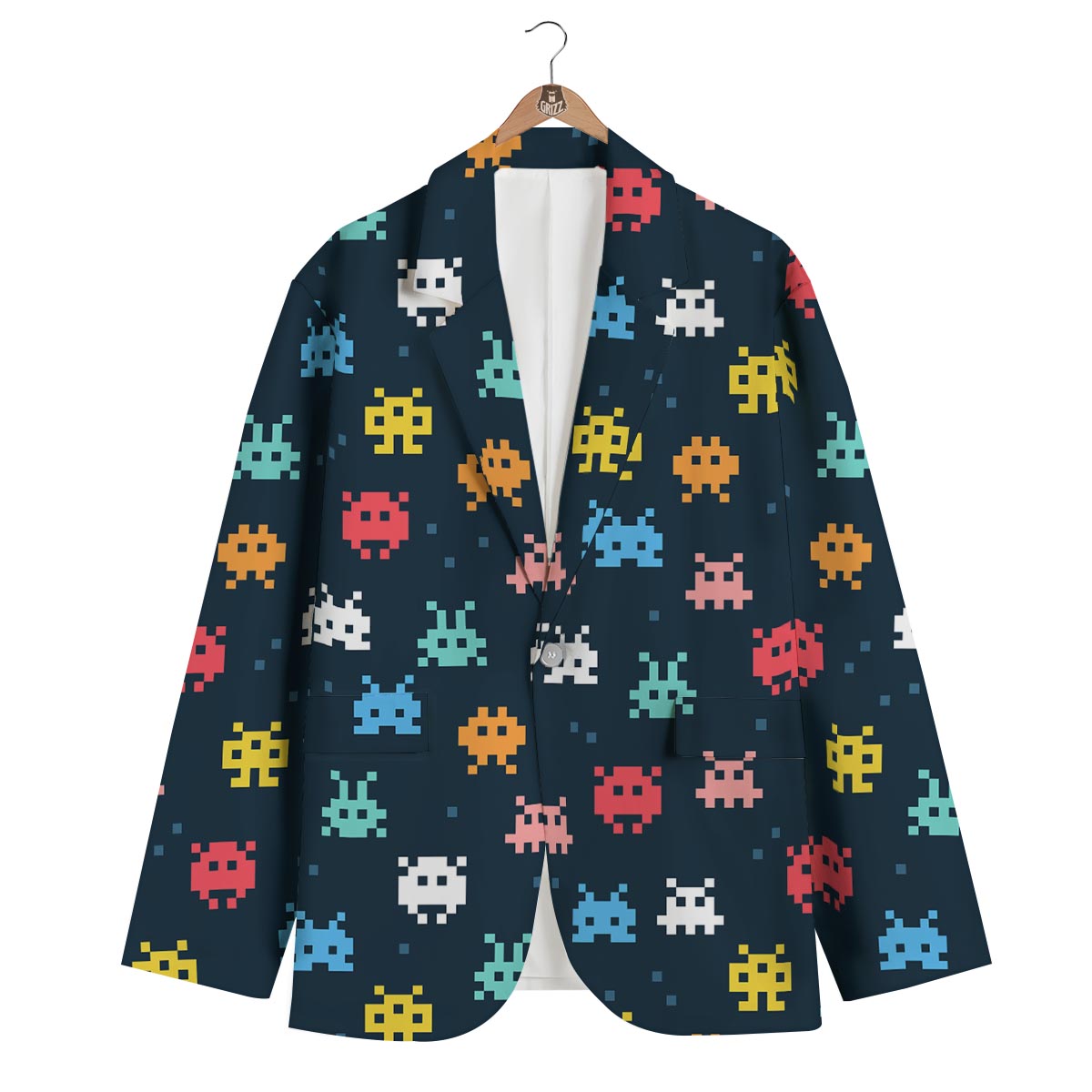 Pattern Print Virus Bacteria Men's Blazer-grizzshop