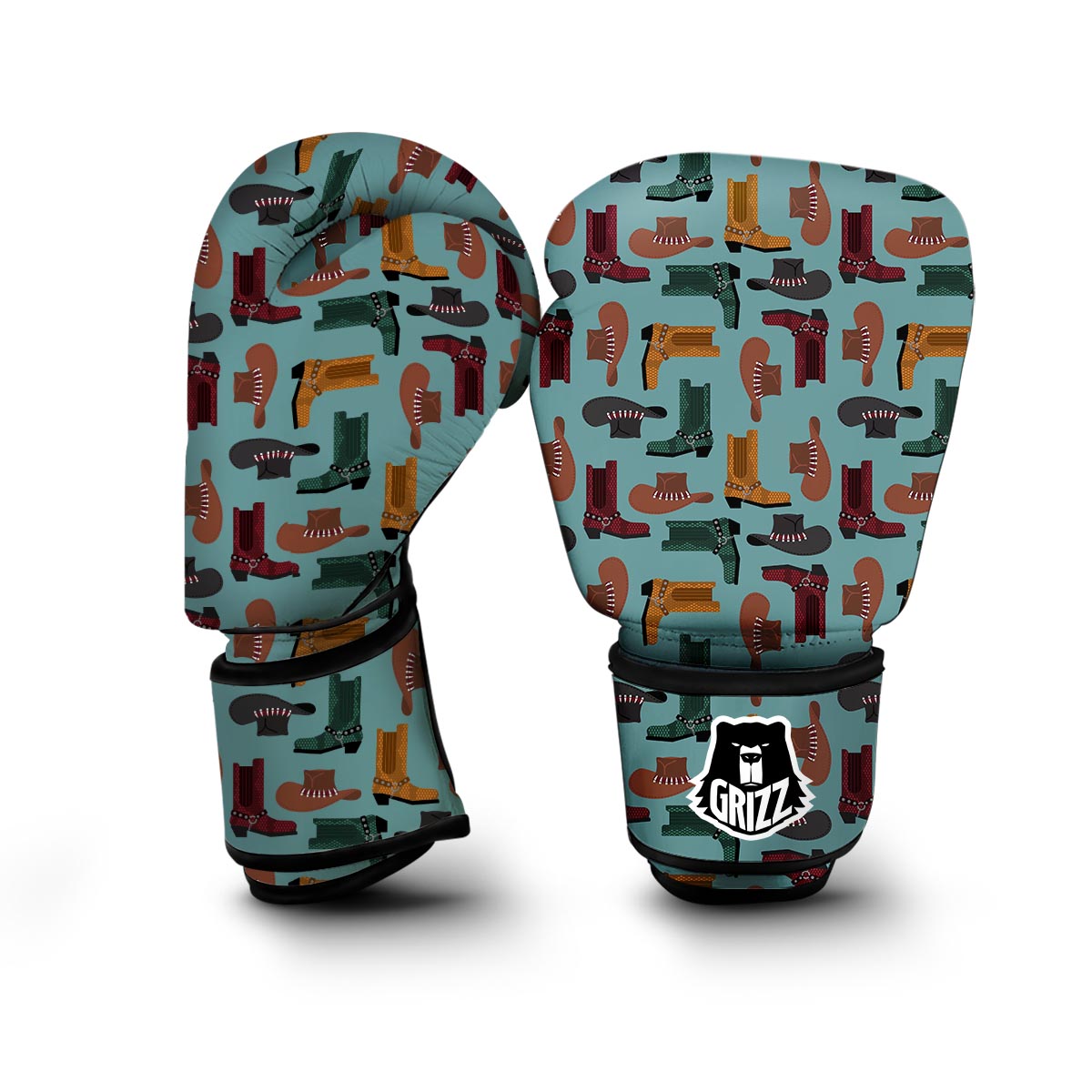 Pattern Print Western Cowboy Boxing Gloves-grizzshop