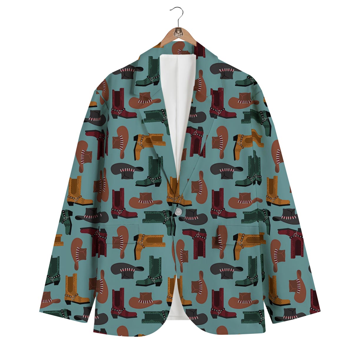 Pattern Print Western Cowboy Men's Blazer-grizzshop