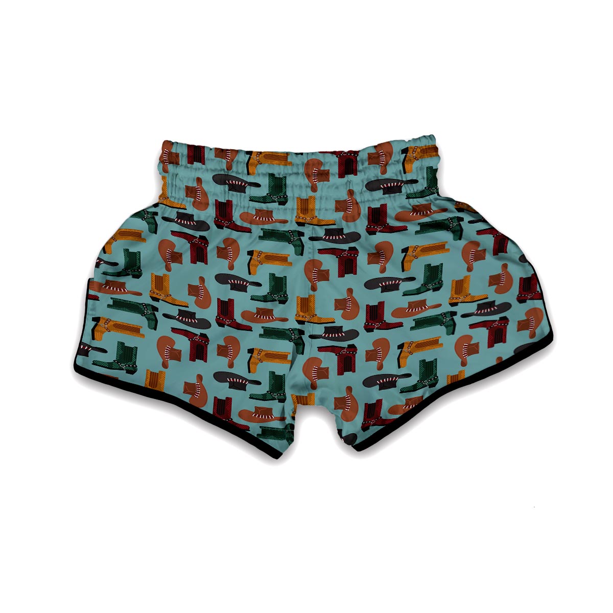 Pattern Print Western Cowboy Muay Thai Boxing Shorts-grizzshop